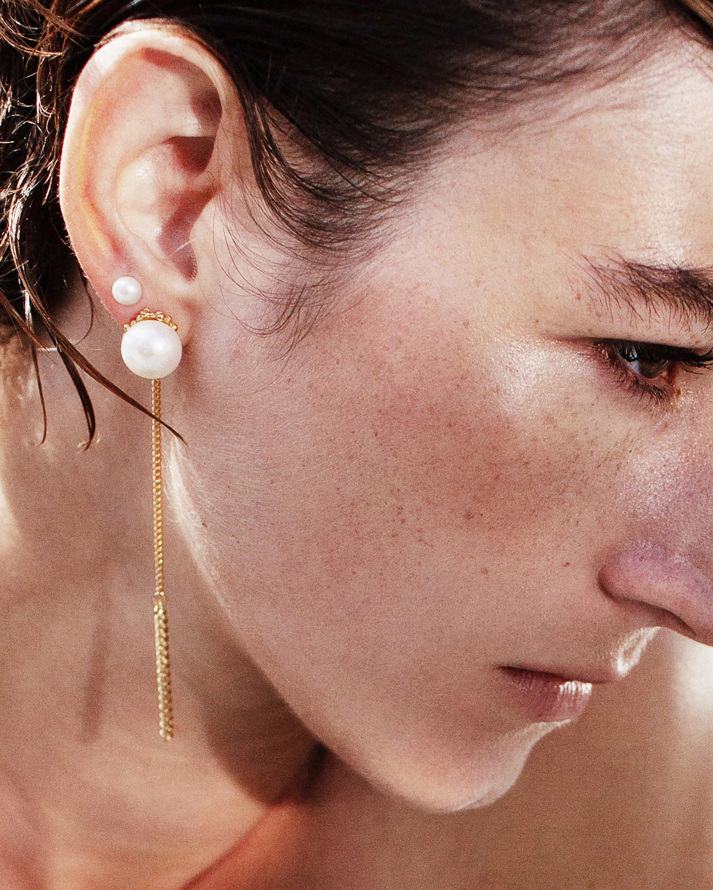 Gold-plated Summer Kaviar earrings with pearl