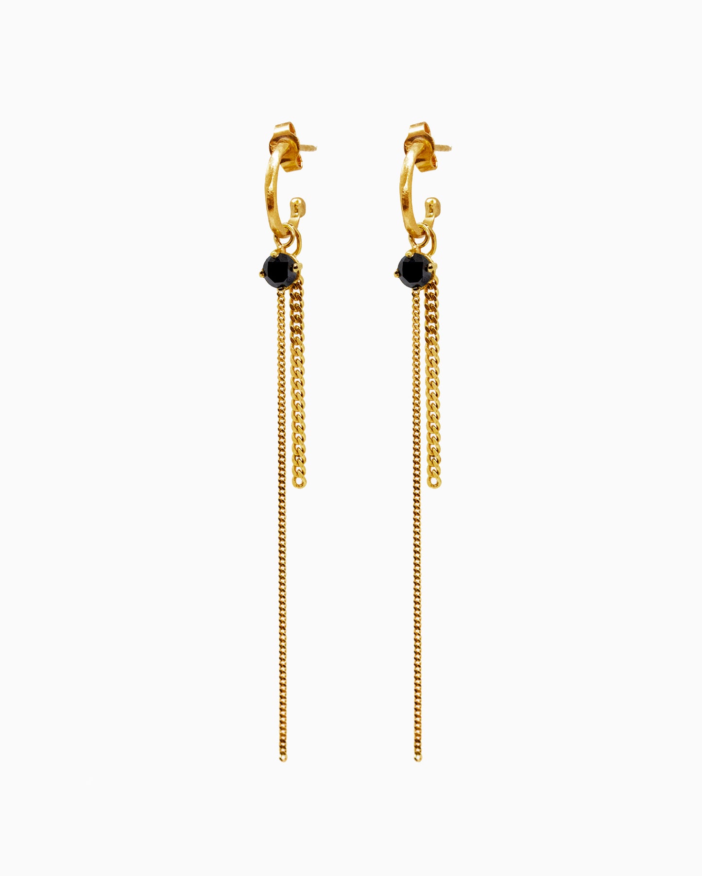 18k fairmined gold Kaviar earrings with black diamonds