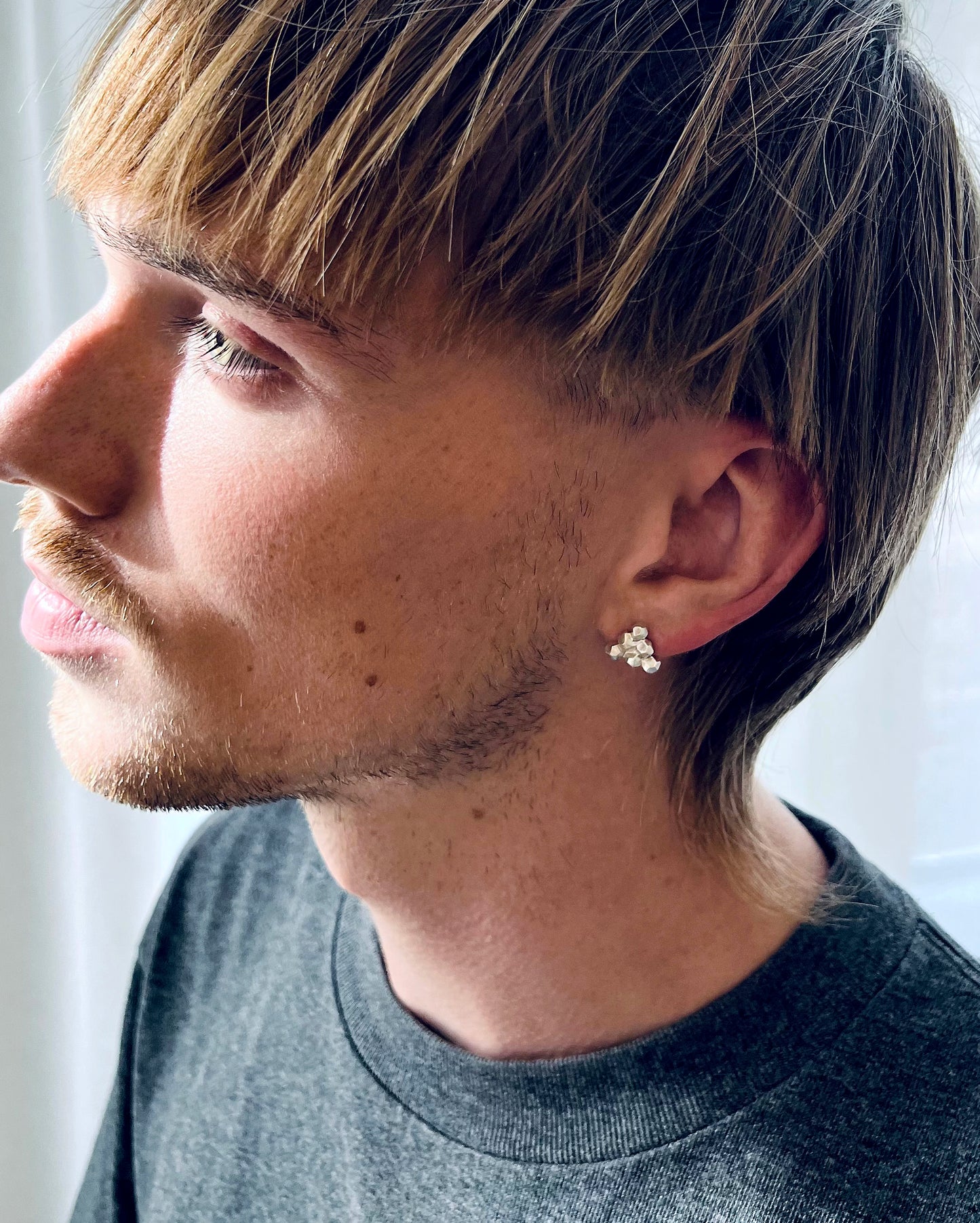 Silver triangular earstuds 6 Refined