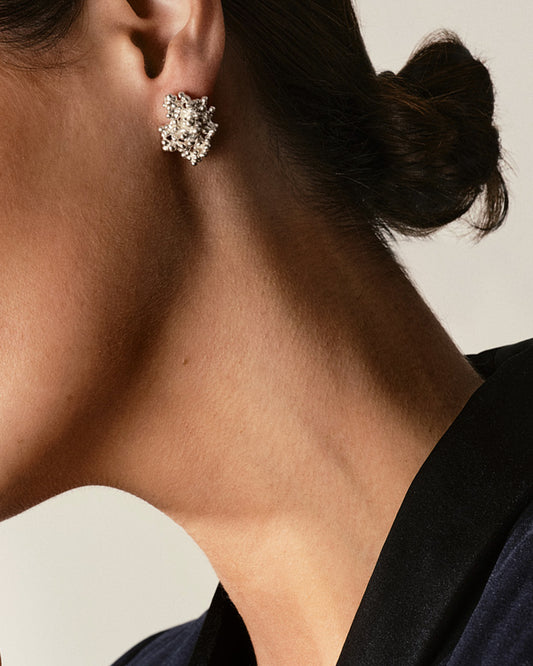 Large silver Kaviar earstuds