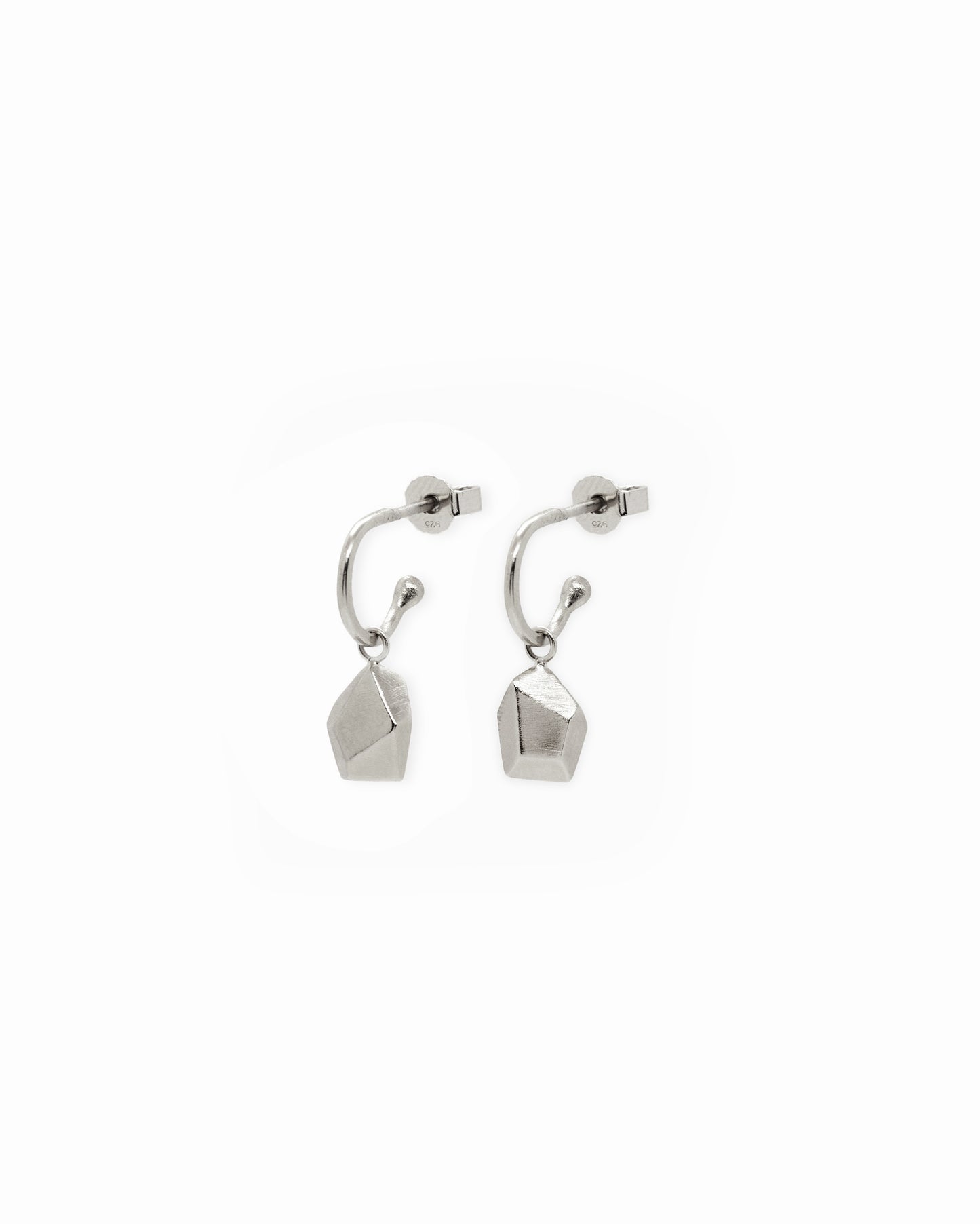 Silver large rock earrings