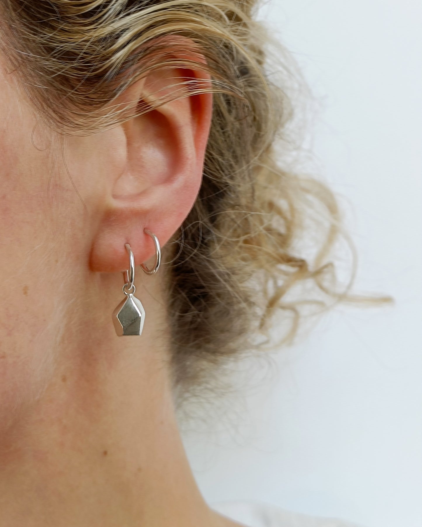 Silver large rock earrings