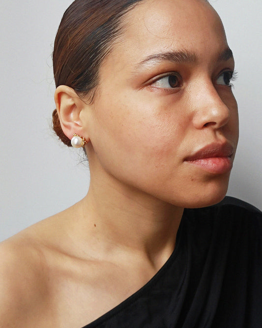 Vergulde Summer Kaviar oorstekers met parel