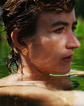 Large gold-plated Kaviar earstuds