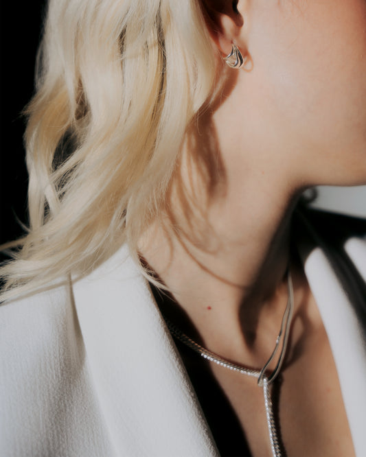 Zilveren dubbele oorstekertjes Intuitive Heart