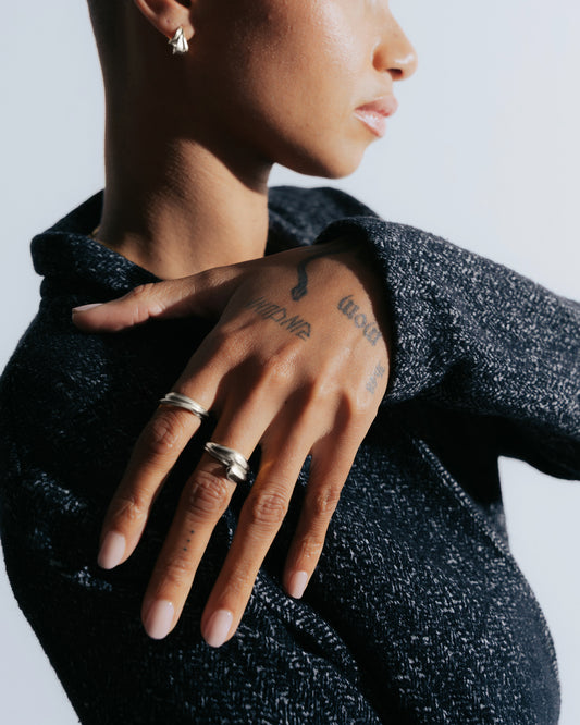 Zilveren Gebogen Statement ring Intuitive Heart