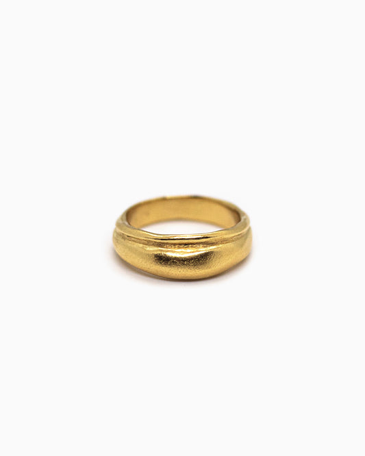 Vergulde Dubbel Gebogen Ring Intuitive Heart