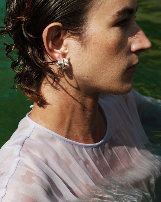 Zilveren combi oorringen Summer Kaviar