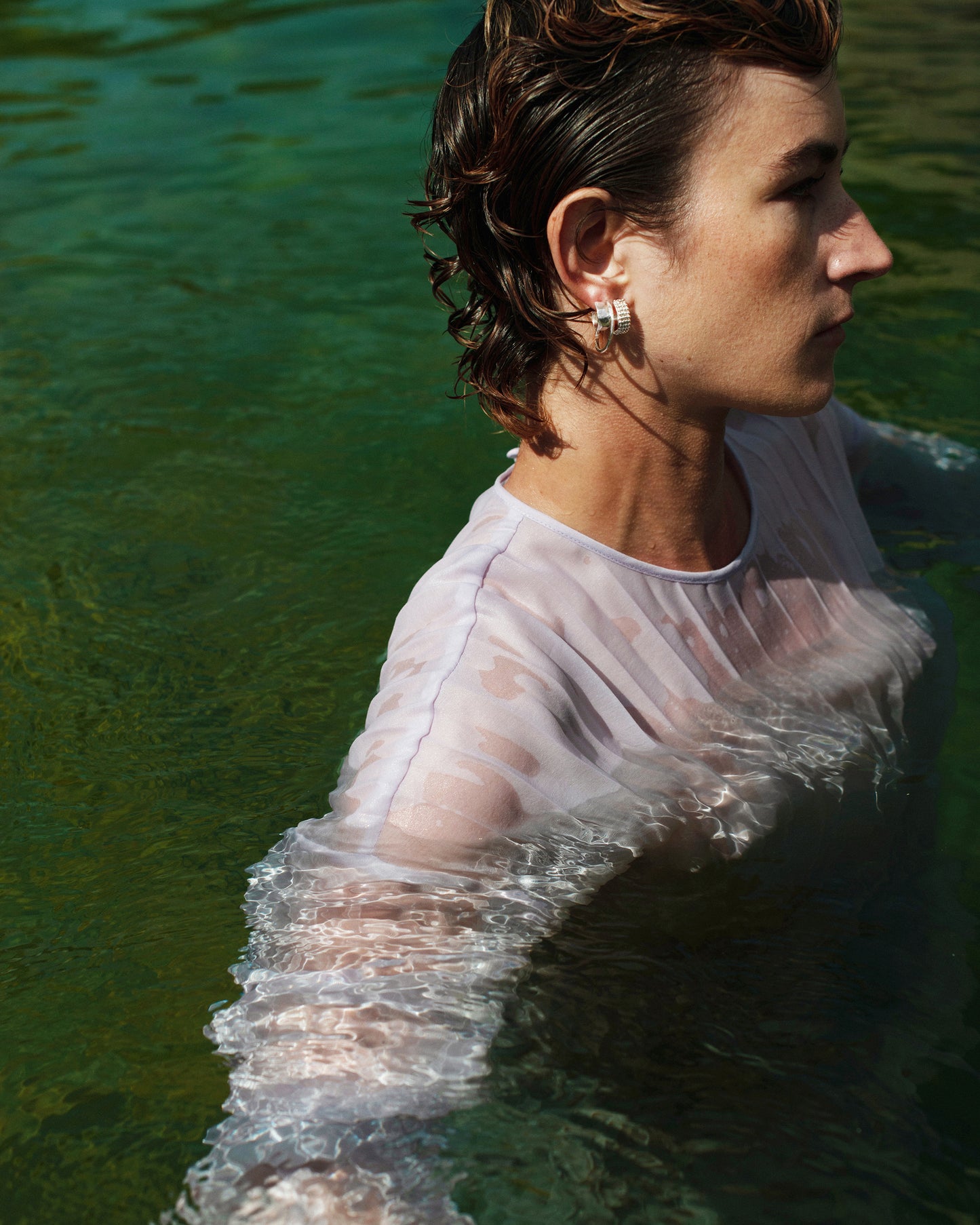 Silver combi earrings Summer Kaviar