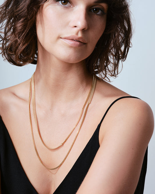Vergulde duo halsketting Kaviar