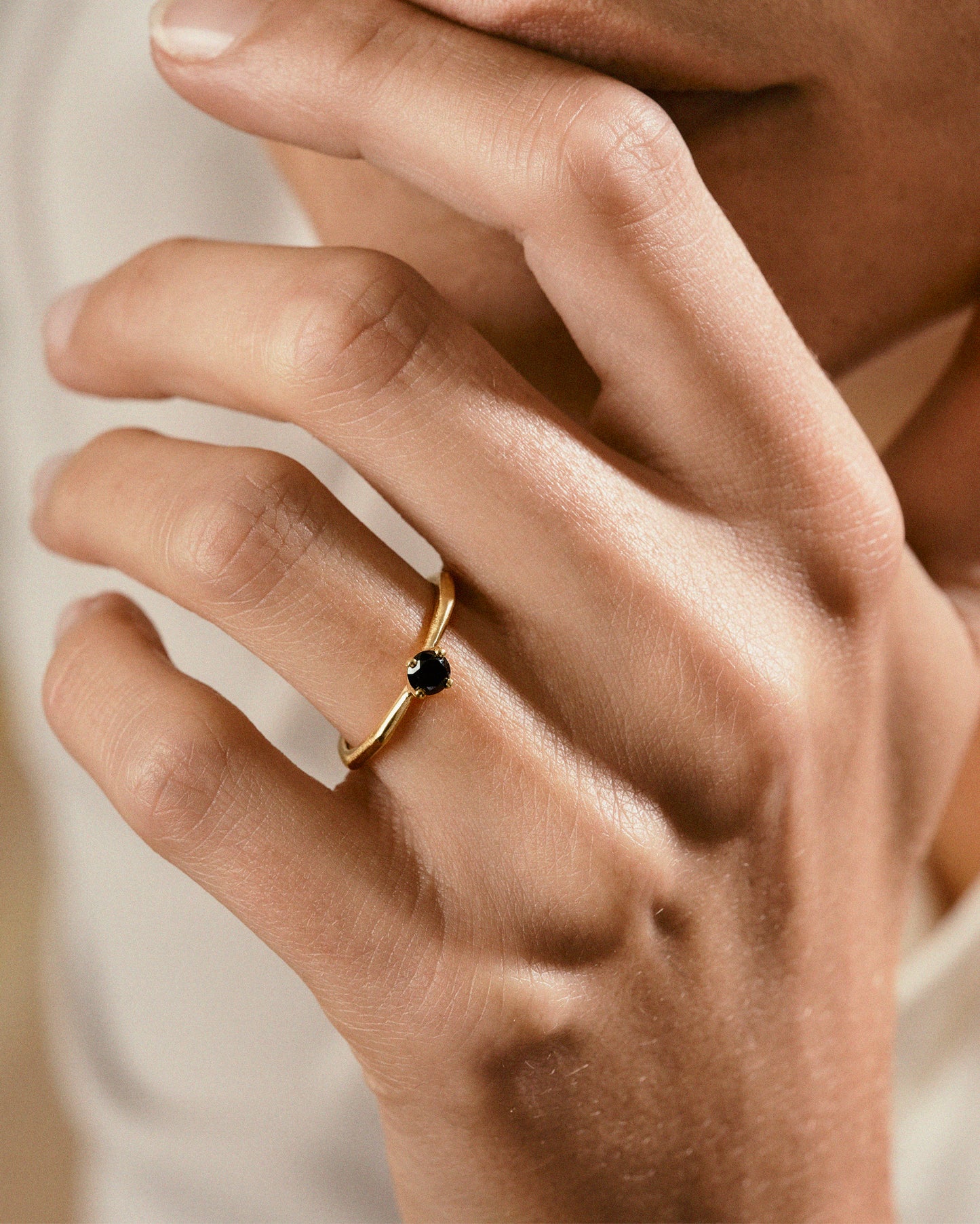18k fairmined gold Kaviar ring with black diamond