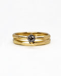 18k fairmined gold duo Rock ring with Salt & Pepper diamond