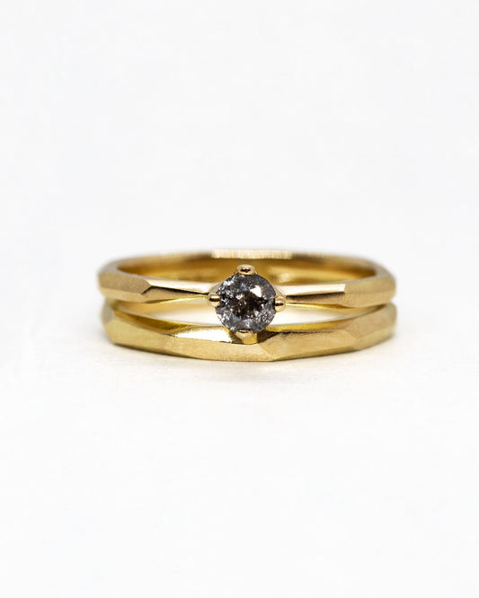 18K fairmined gouden duo Rock ring met Salt & Pepper diamant