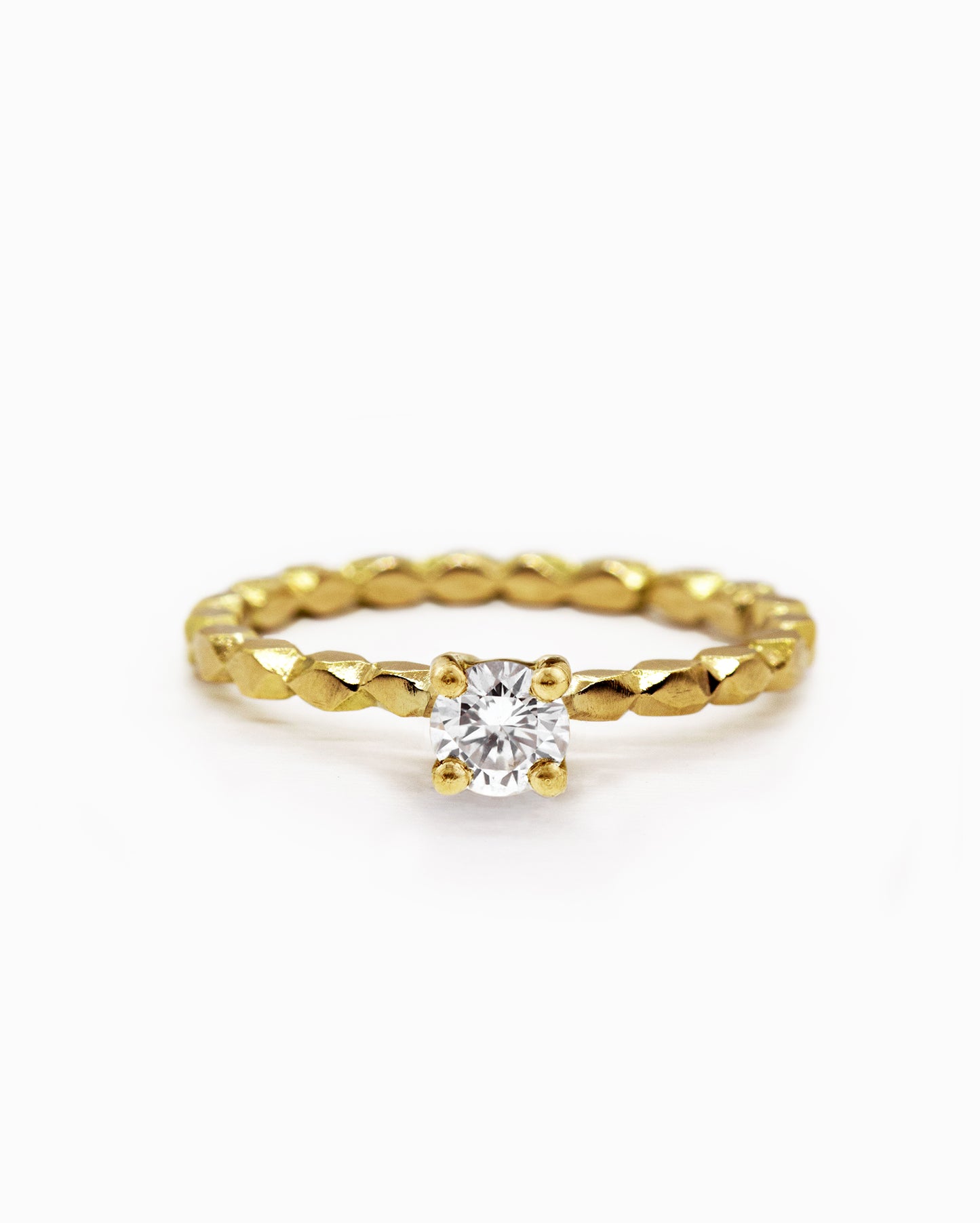 18k Fairmined gouden Refined ring met witte diamant