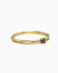 18k fairmined gold fine Rock ring with small black diamond