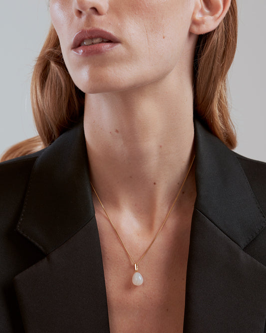 Verguld zilveren LUGA halsketting met parelmoer