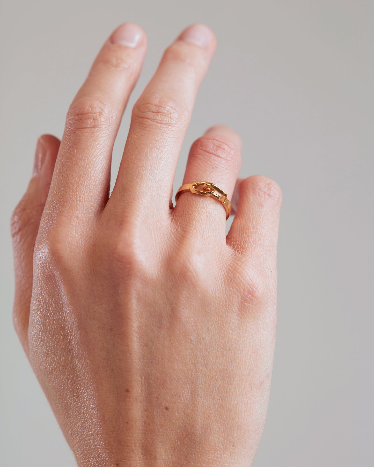 Gold-plated silver chain ring LUGA