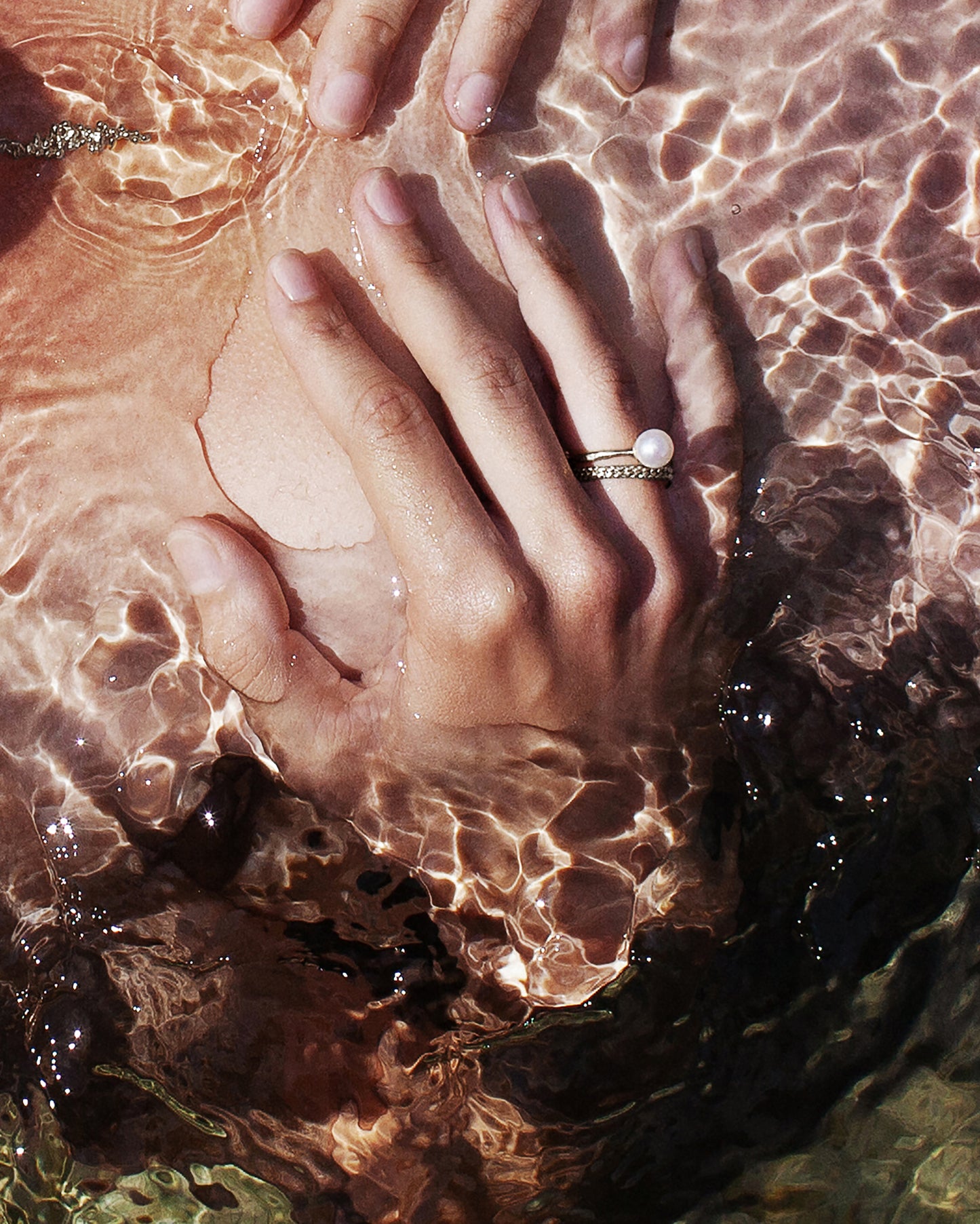 Silver Summer Kaviar ring with pearl