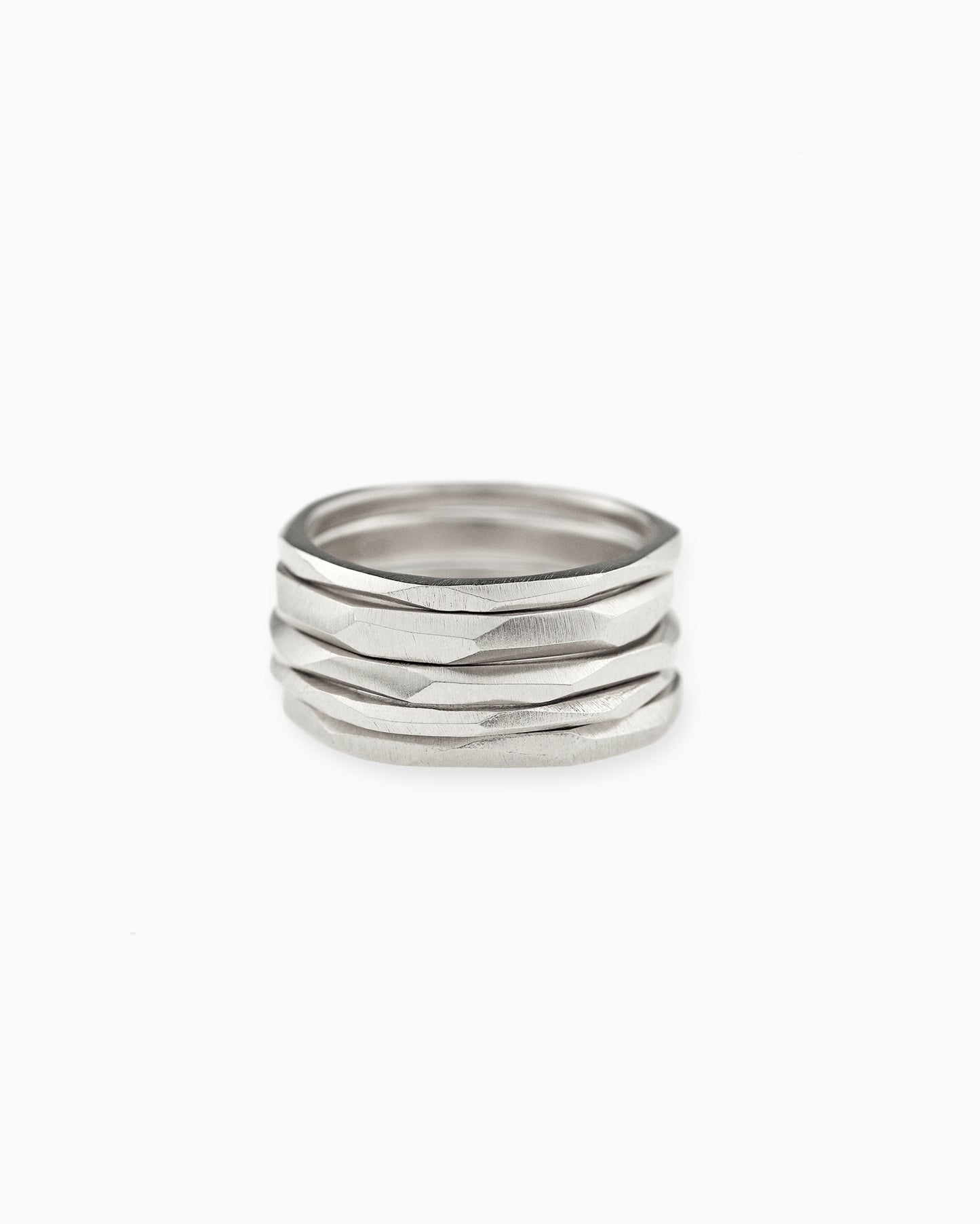 Silver stacked Rock ring