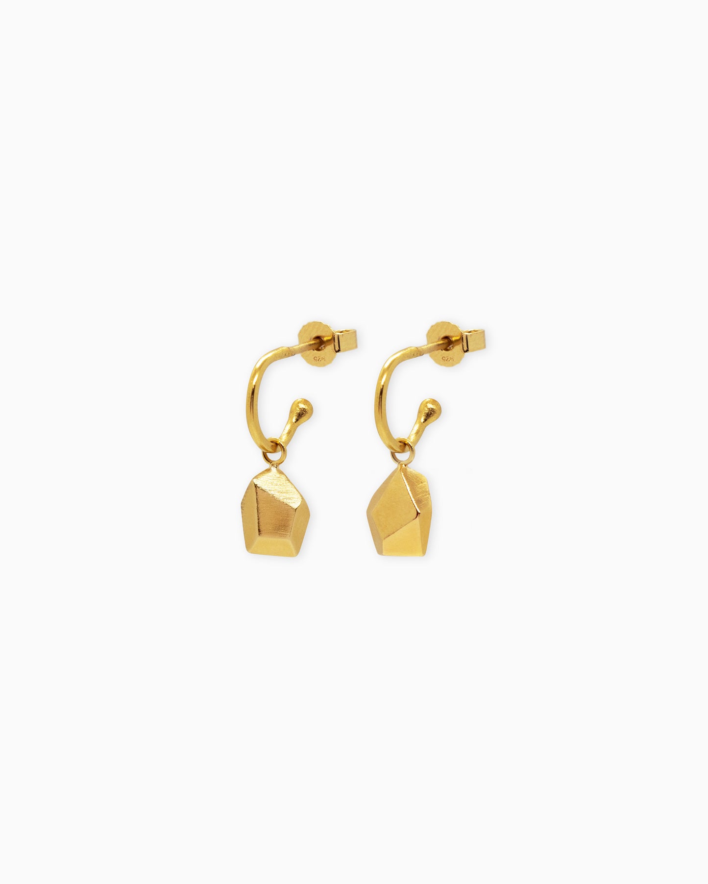 Gold-plated large rock earrings