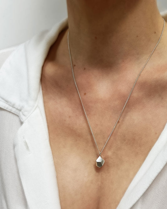 Large Silver Rock Necklace