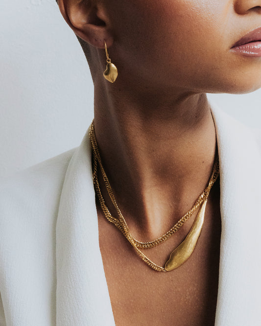 Vergulde oorringen met Hart-hanger Intuitive Heart