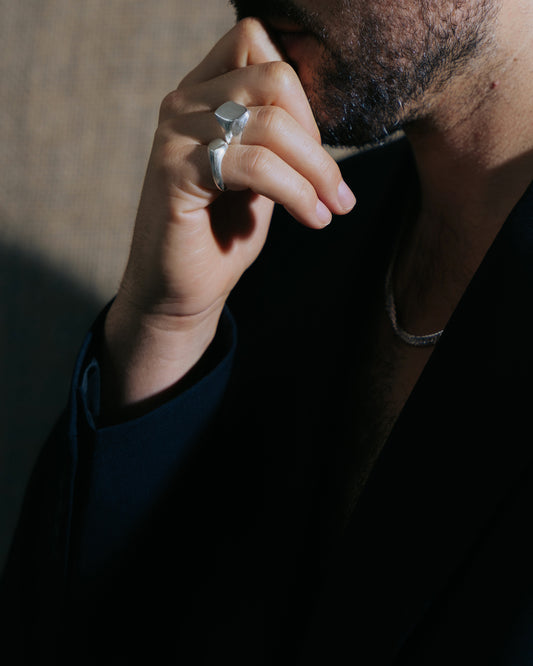 Zilveren Statement Zegelring Intuitive Heart