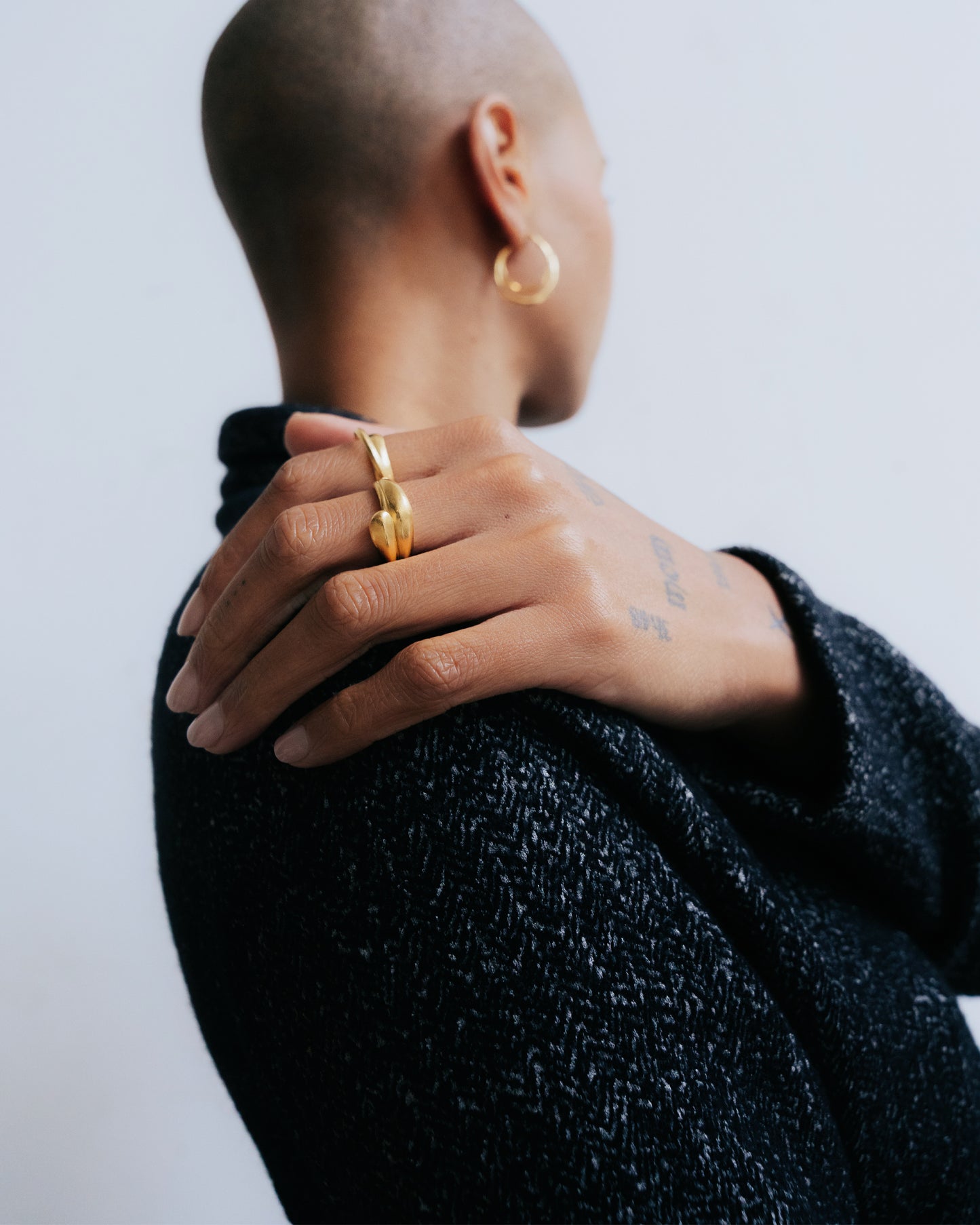 Vergulde Gebogen Statement ring Intuitive Heart