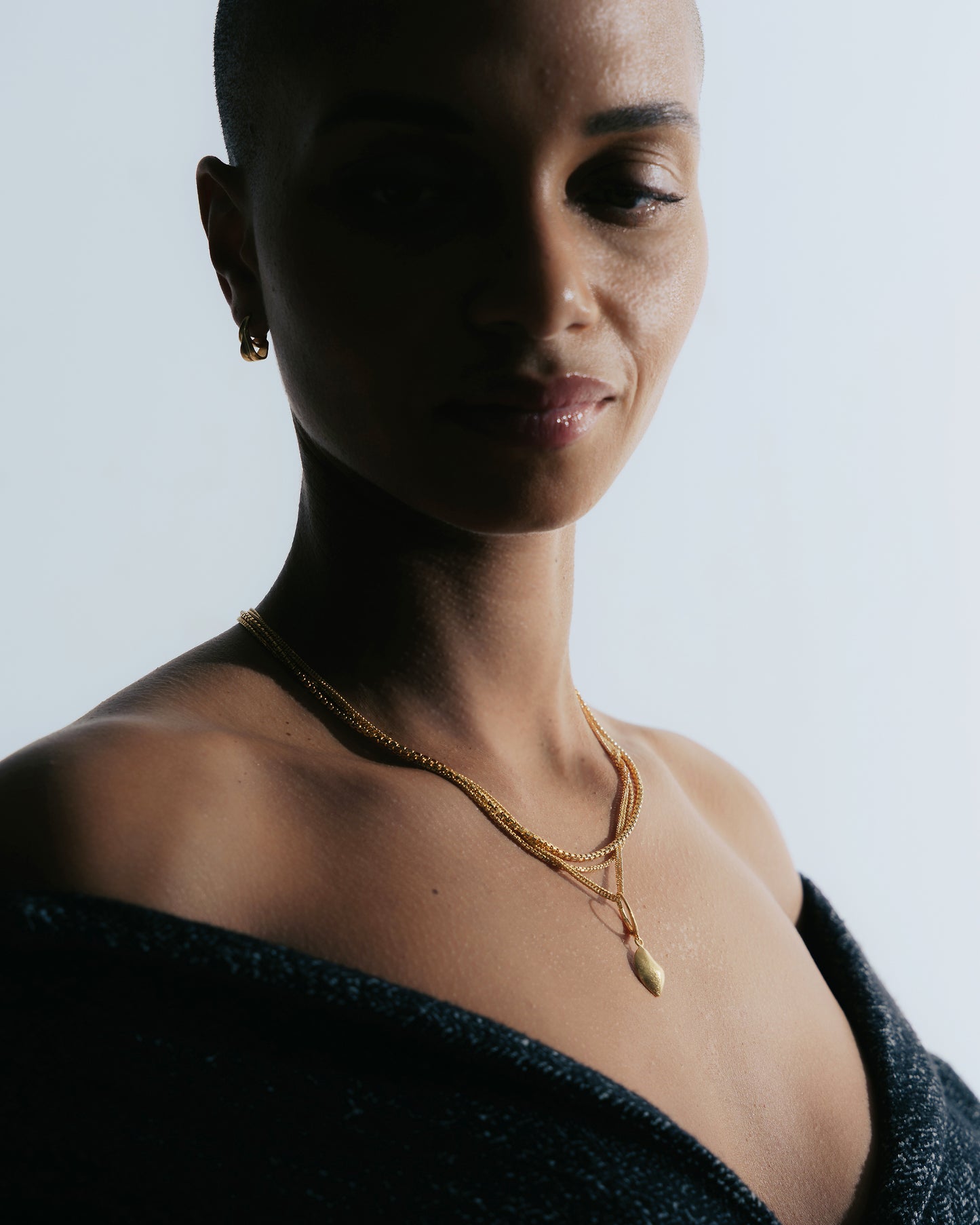 Vergulde trio Halsketting Intuitive Heart met afneembare hanger