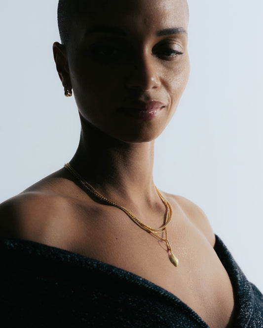 Vergulde trio Halsketting Intuitive Heart met afneembare hanger