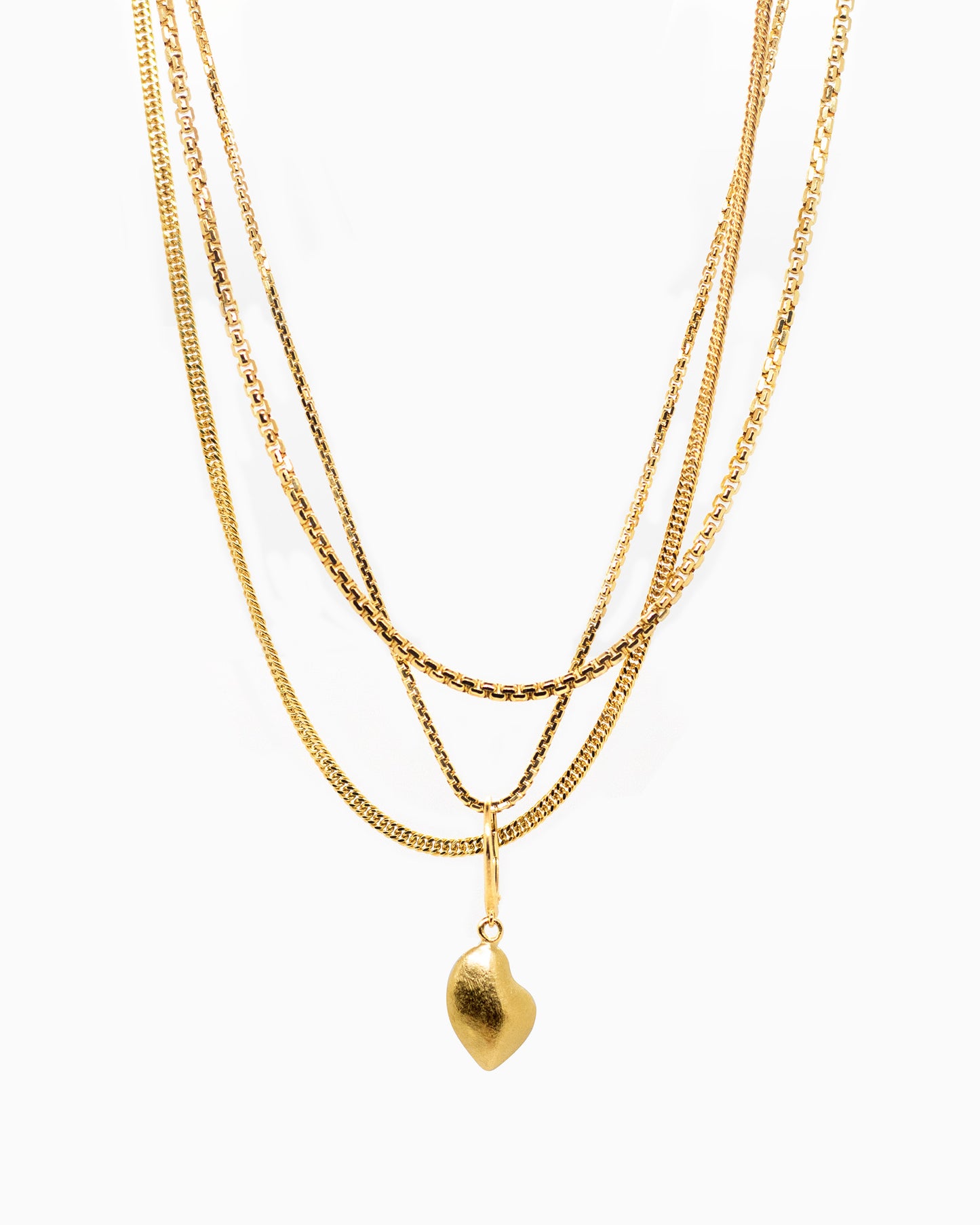 Vergulde trio Halsketting Intuitive Heart met afneembare hanger