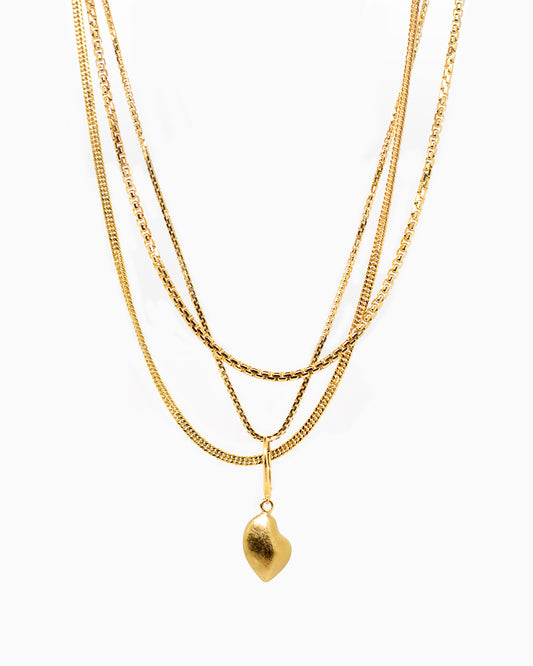 Vergulde trio Halsketting Intuitive Heart met afneembare hanger