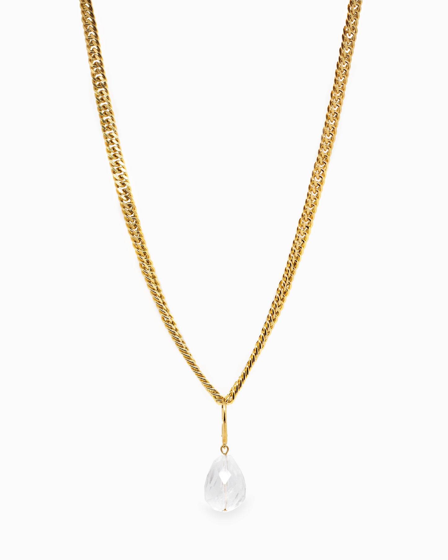 Vergulde schakel halsketting Intuitive Heart met afneembare Bergkristal