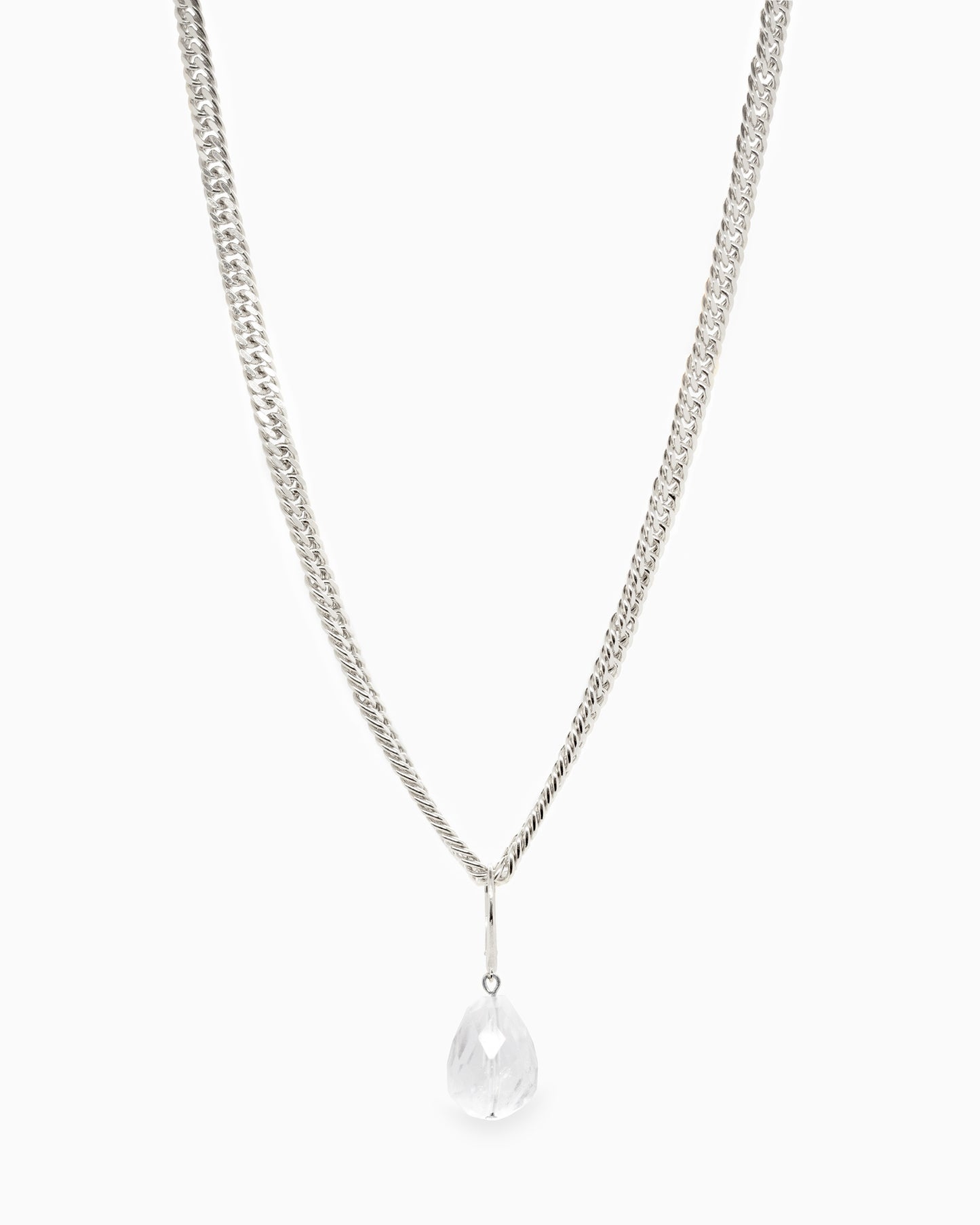 Zilveren schakel halsketting Intuitive Heart met afneembare Bergkristal