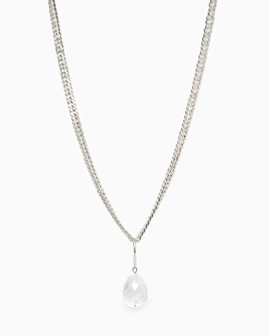 Zilveren schakel halsketting Intuitive Heart met afneembare Bergkristal