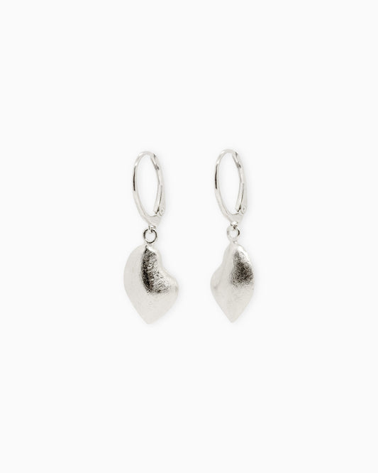 Silver Hoop earrings with Heart pendant Intuitive Heart