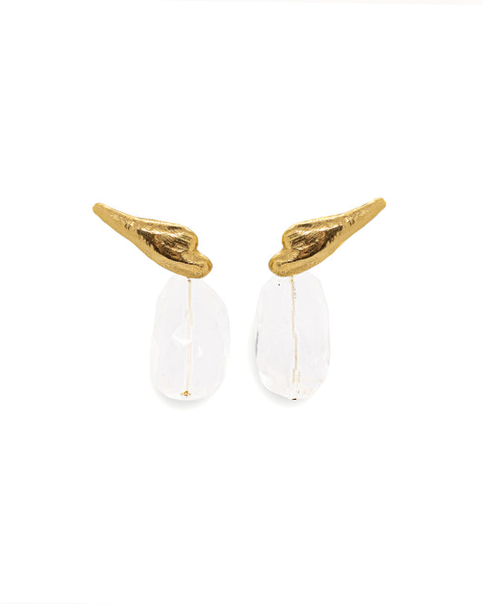 Vergulde Bergkristal oorringen Intuitive Heart