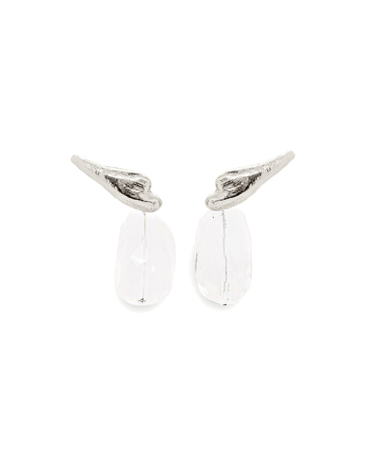 Zilveren Bergkristal oorringen Intuitive Heart