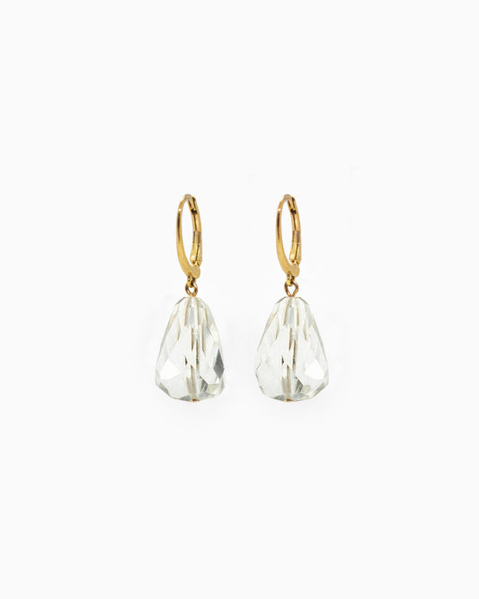 Vergulde oorringen met Bergkristal Intuitive Heart