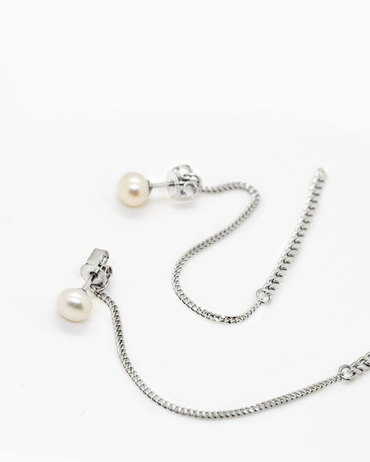 Zilveren mini parel oorhangers Summer Kaviar 