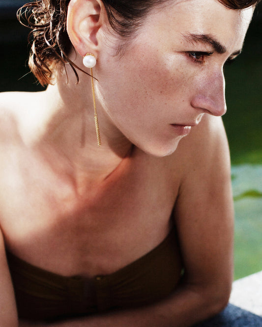 Gold-plated Summer Kaviar earrings with pearl