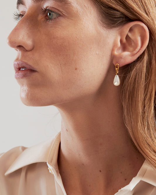 Oorstekertjes Luga verguld met Mother of Pearl