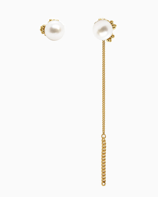 Vergulde Summer Kaviar mixed oorhanger en oorstud met parel