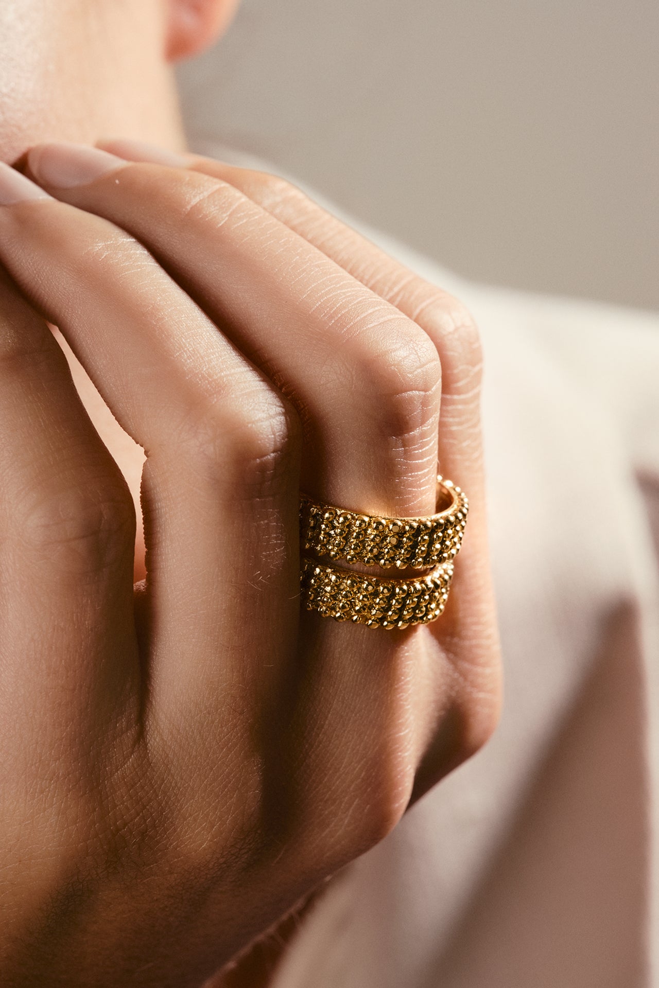 Vergulde Kaviar statement ring