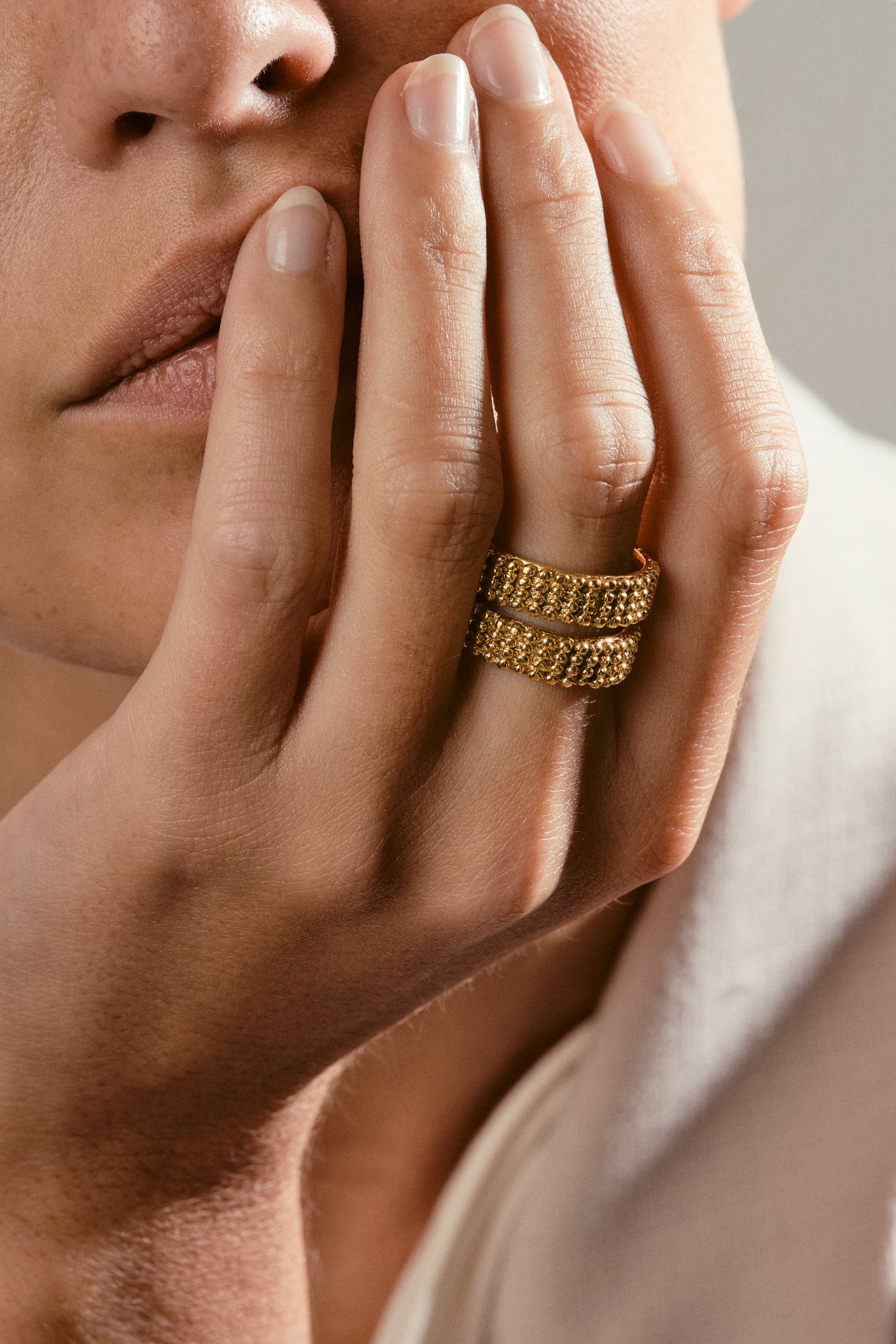 Vergulde Kaviar statement ring